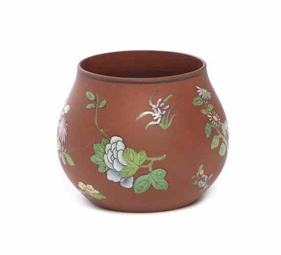 Appraisal: A Wedgwood Enameled Redware Cache Pot having polychrome enameled decoration