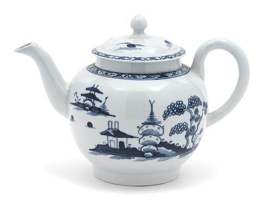 Appraisal: A Worcester Porcelain Teapot Height inches A Worcester Porcelain Teapot