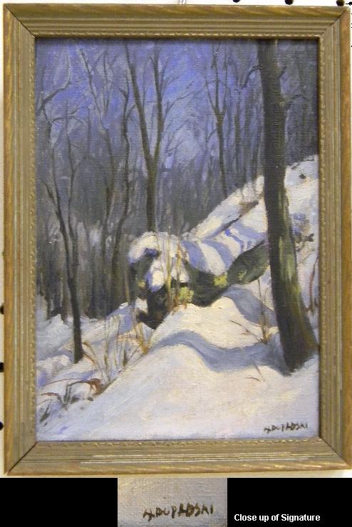 Appraisal: Alex Poplaski - oil on board landscape with snow ledge