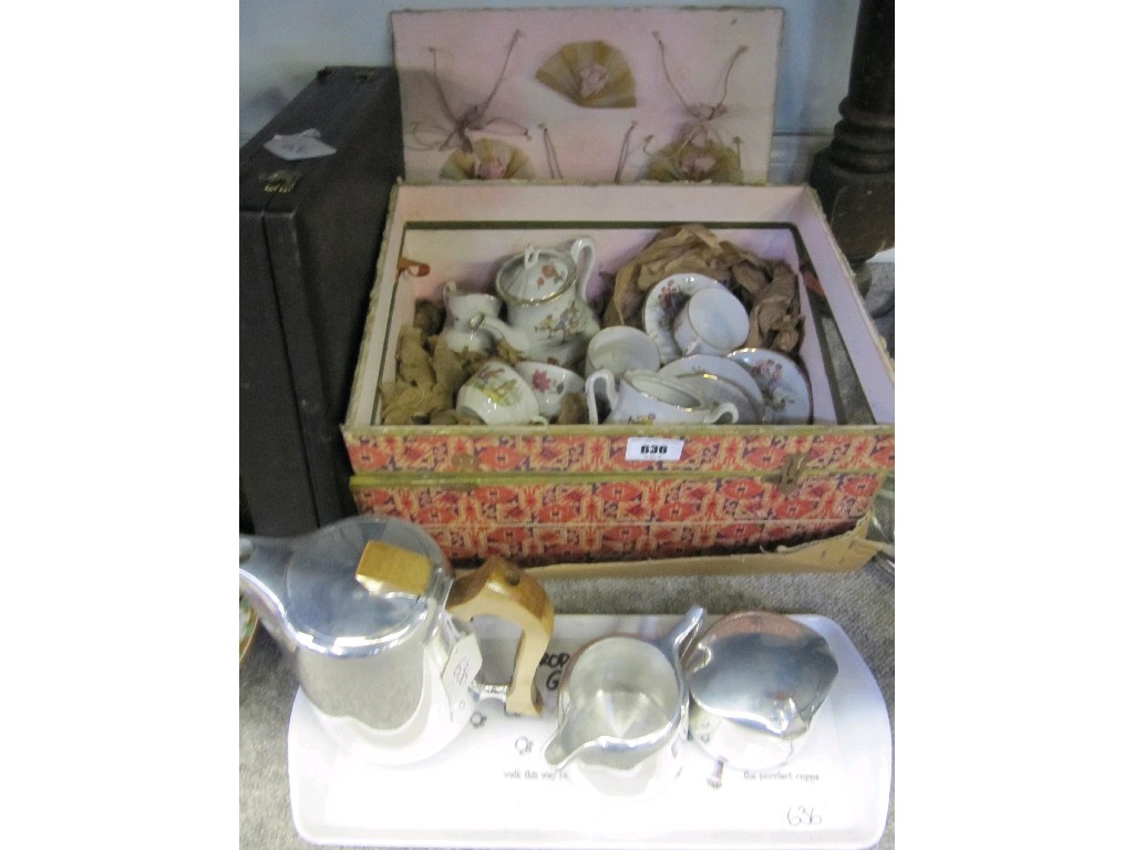 Appraisal: Lot comprising illustrated child's tea set Picquotware etc