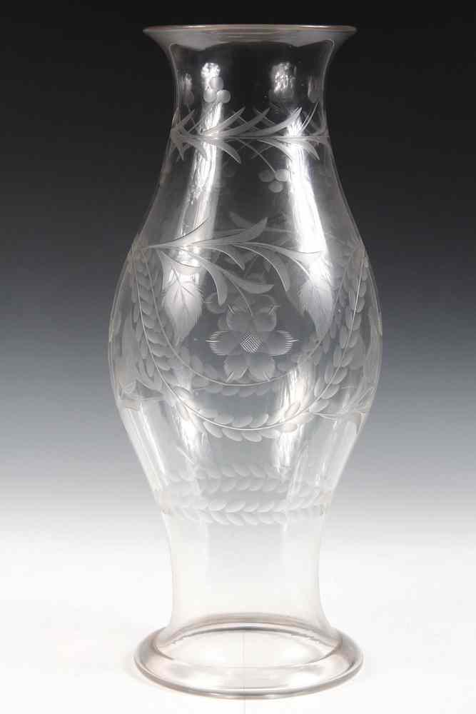 Appraisal: LARGE GLASS HURRICANE SHADE - Early th c Hand-blown and