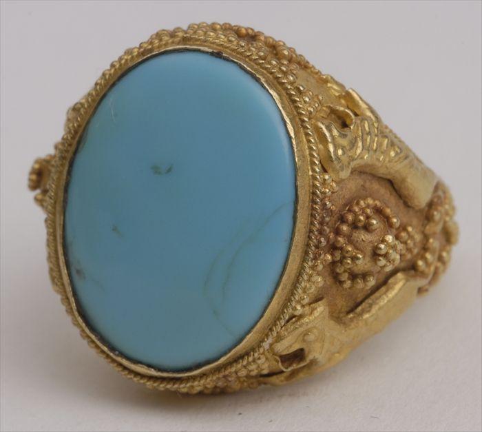 Appraisal: BLUE STONE SET IN FILIGREE MOUNT Approx size Provenance Property