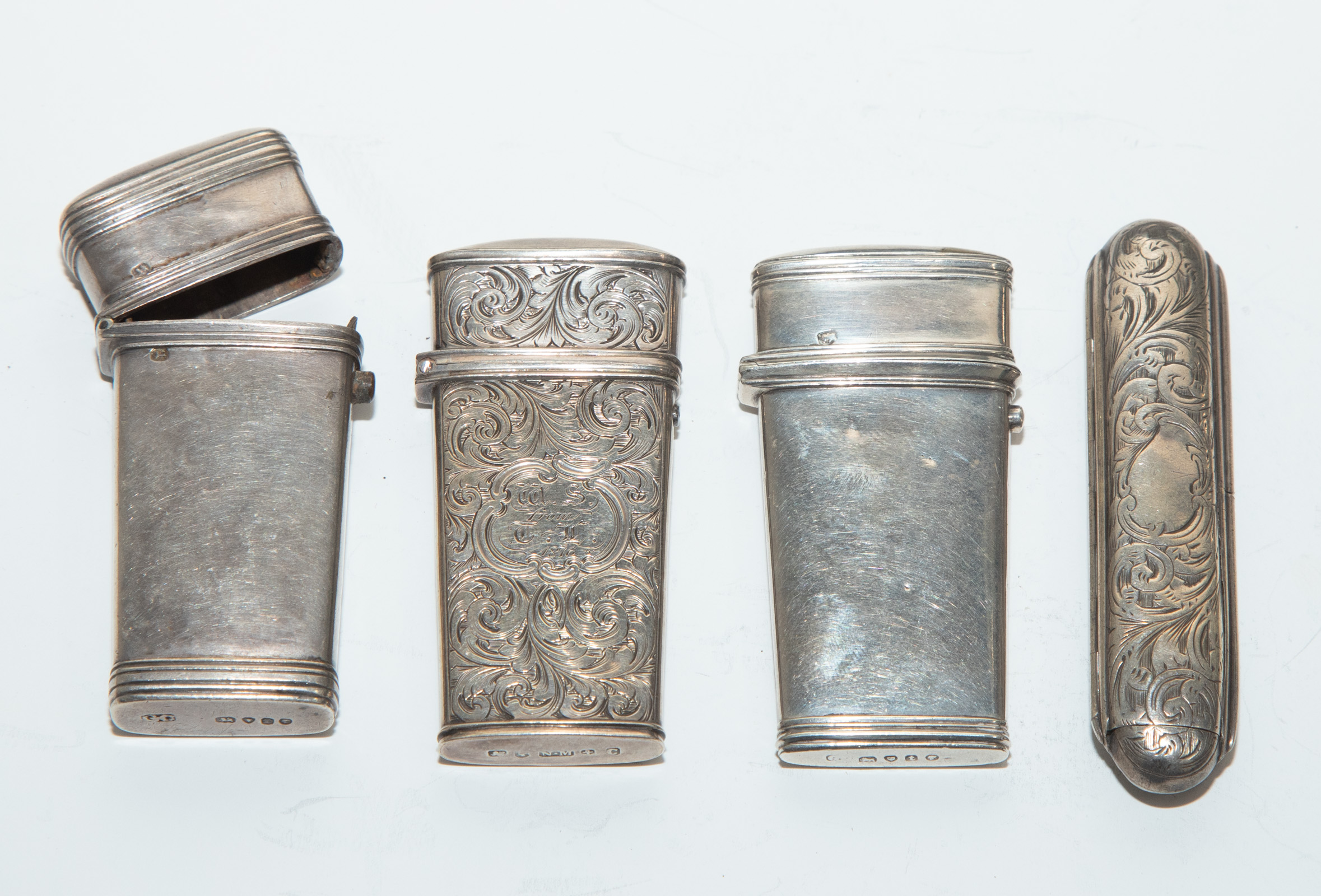 Appraisal: THREE VICTORIAN SILVER TWO-BLADE LANCETS One for Nathaniel Mills Birmingham