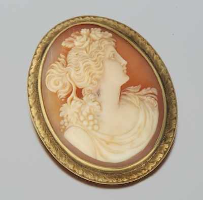 Appraisal: A Ladies' Carved Shell Cameo Brooch ca k yellow gold