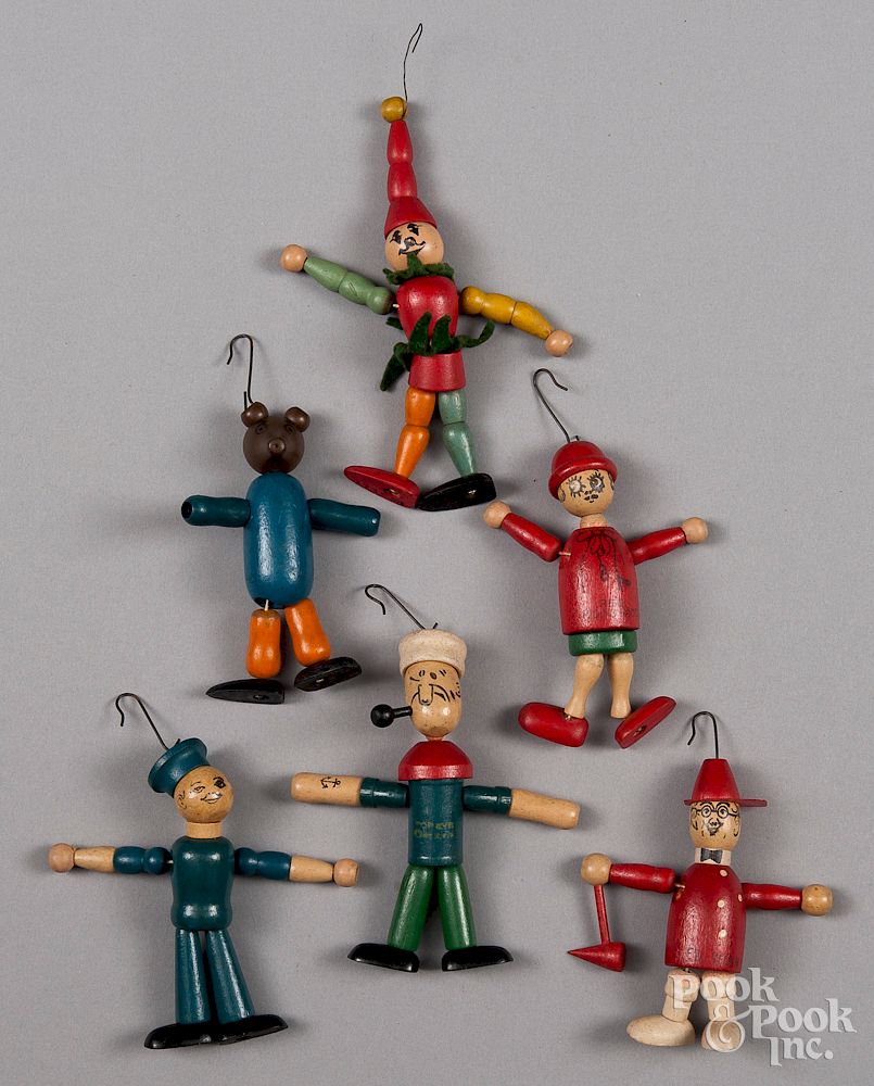 Appraisal: Jaymar jointed wood character ornaments Jaymar jointed wood character ornaments