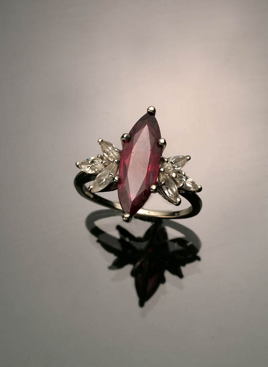 Appraisal: -Karat White-Gold Ruby and Diamond Dinner Ring Numbered A Set