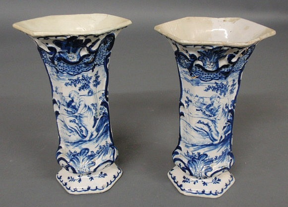 Appraisal: Pair of Delft garniture vases th c h