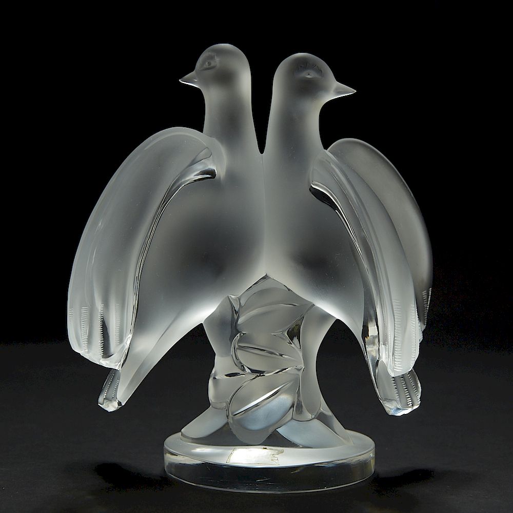 Appraisal: Lalique Ariane Glass Pair of Doves Figurine Lalique France Ariane