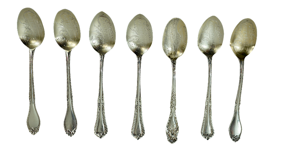 Appraisal: Seven Sterling Silver Teaspoons Set of Seven Sterling Silver Teaspoons