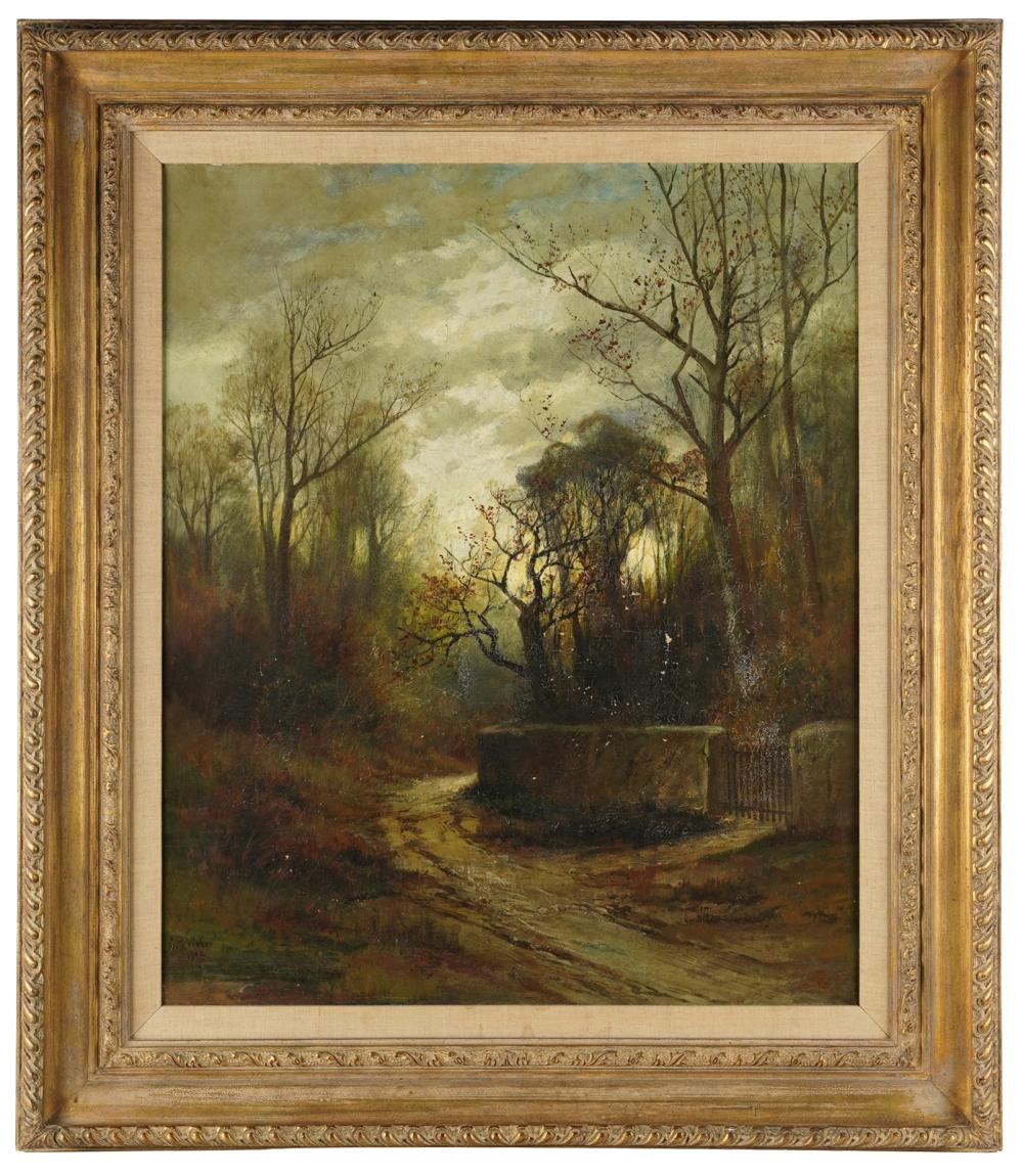 Appraisal: CARL WEBER - FOREST LANDSCAPE oil on canvas signed and