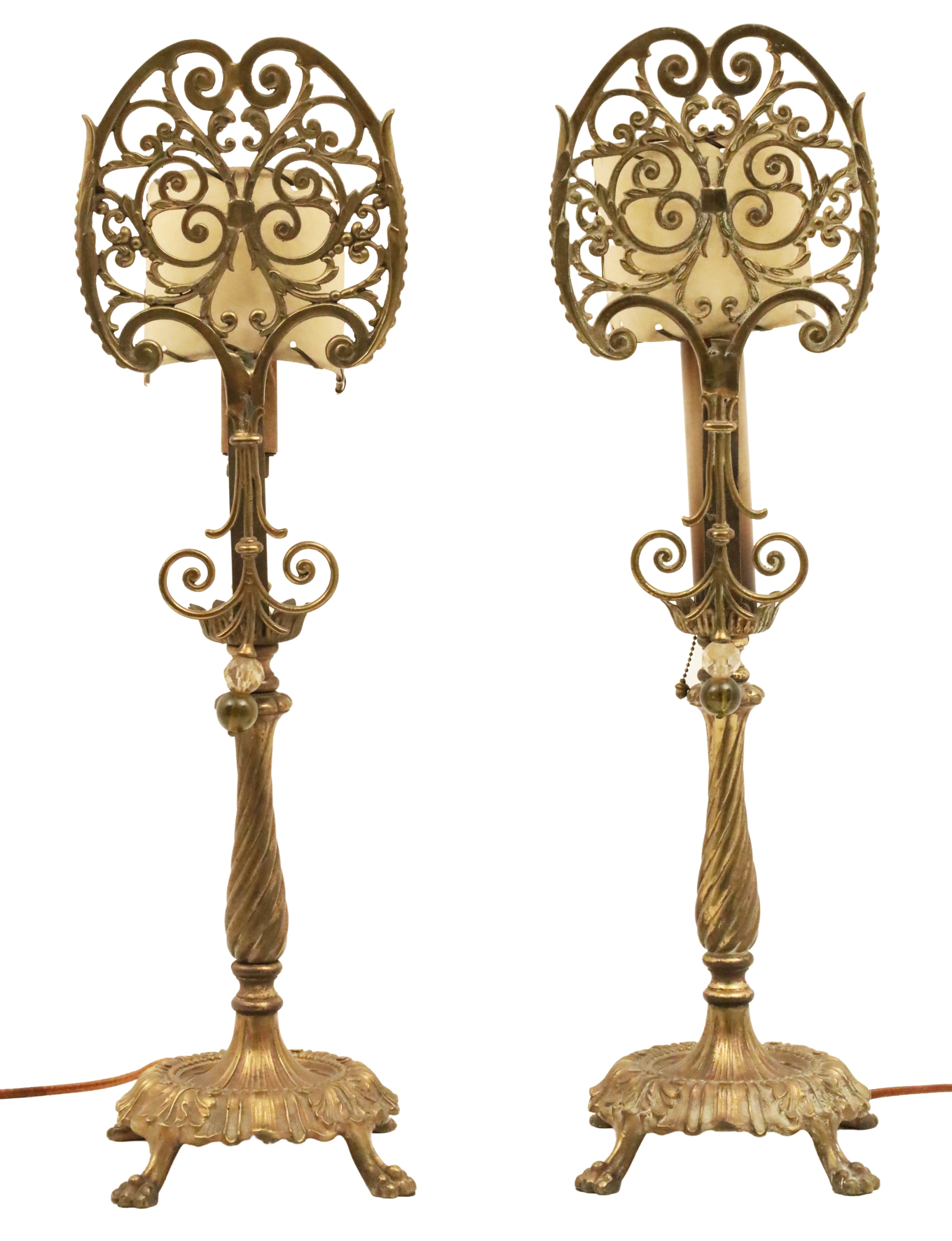 Appraisal: PAIR OF FRENCH METAL BOUDOIR LAMPS Pair of French metal