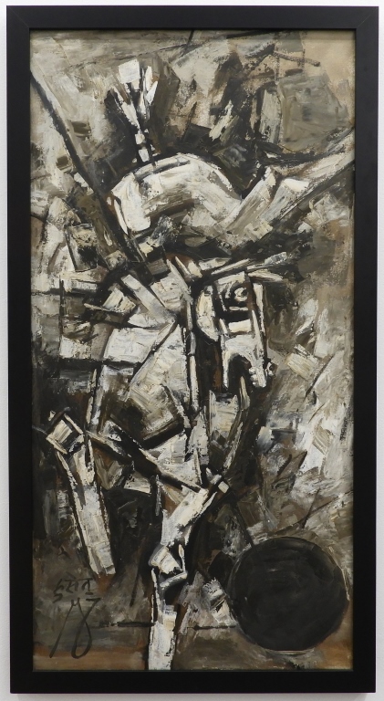 Appraisal: MAQBOOL FIDA HUSAIN CUBIST HORSE PAINTING India - Dynamic monotone