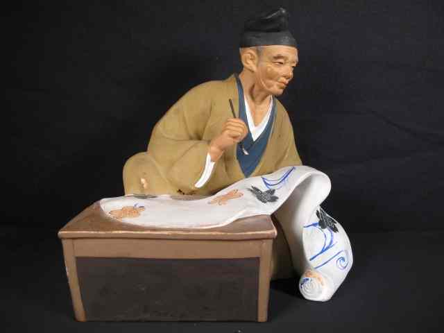 Appraisal: Japanese slip cast figure of a man writing on a