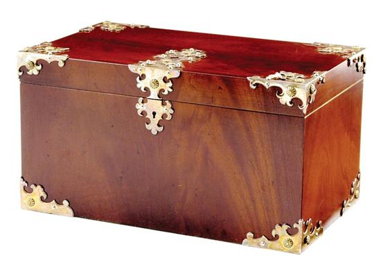 Appraisal: Victorian style mahogany and silver-mounted jewelry box rectangular form with