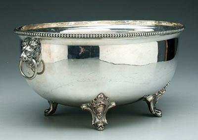 Appraisal: Large silver plated footed center bowl converted meat cover beaded