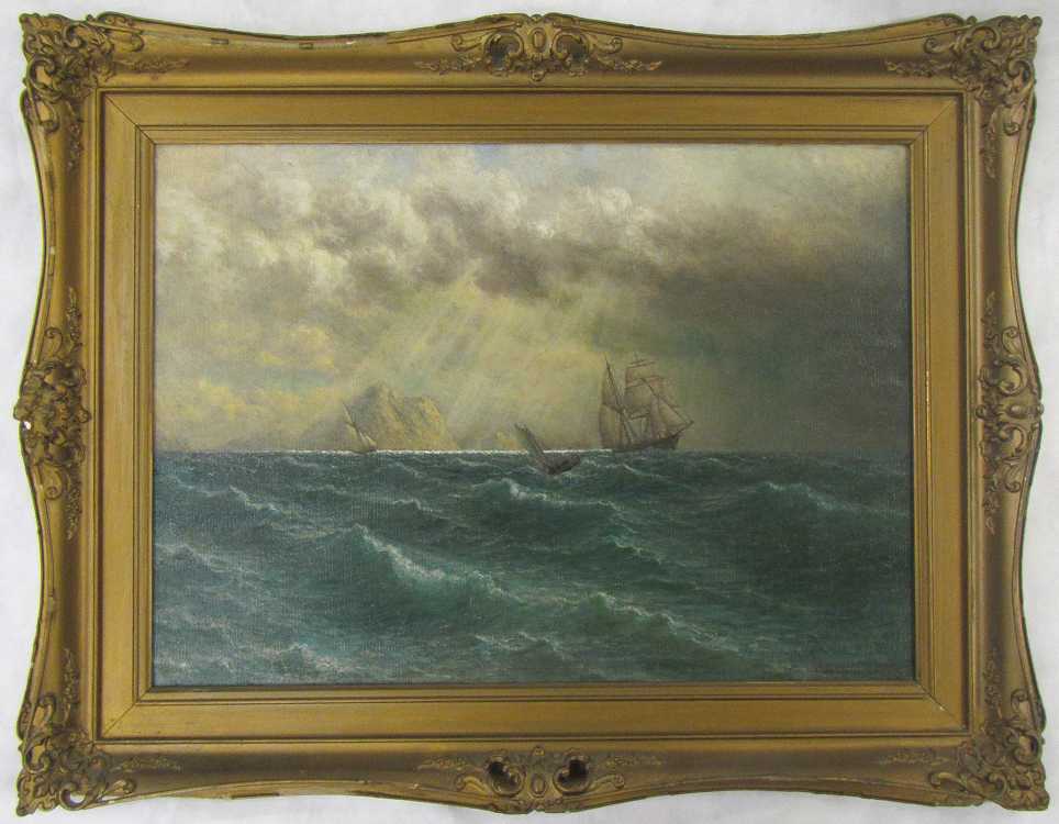 Appraisal: JOHN HAMMERSTAD OIL ON CANVAS Illinois Norway - Sailboats off