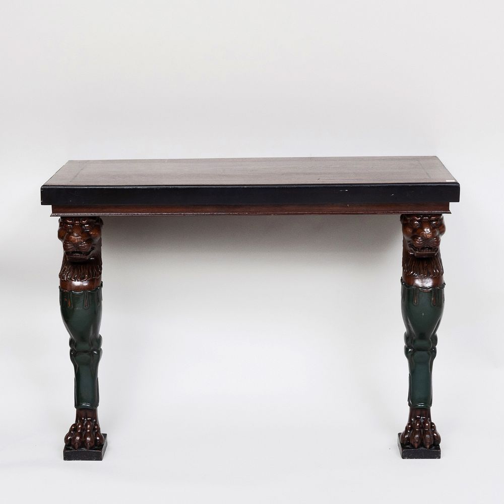 Appraisal: Pair of Early Victorian Mahogany and Ebonzied Console Tables Raised