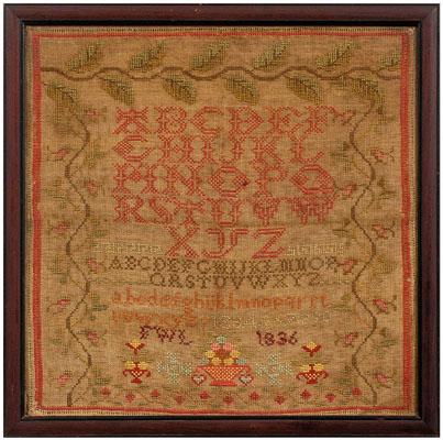 Appraisal: alphabet sampler nine-line alphabet dated and inscribed FWL over three