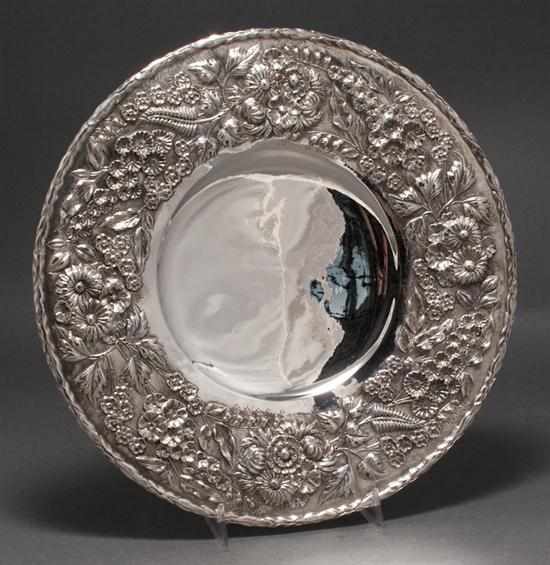 Appraisal: American repousse sterling silver footed cake plate S Kirk Son