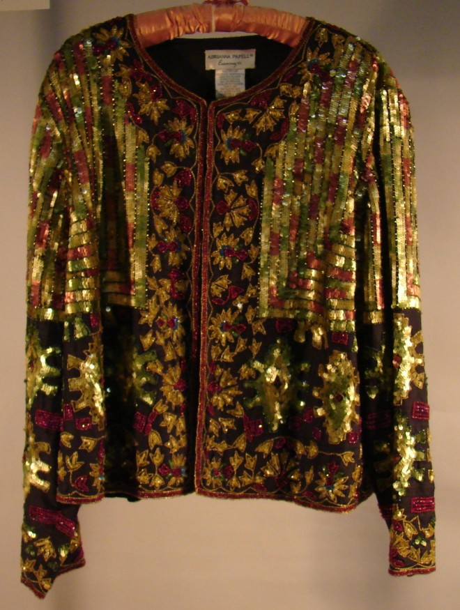 Appraisal: ADRIANNA PAPELL Silk sequined evening jacket Size XL Black ground