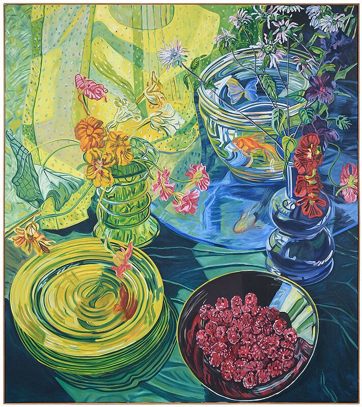 Appraisal: Robert Hennon After Janet Fish American born Raspberries and Goldfish