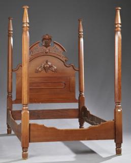 Appraisal: American Late Victorian Carved Walnut Poster Bed late th c