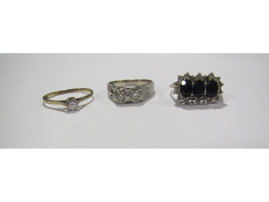 Appraisal: Lot comprising an ct white gold diamond two stone ring