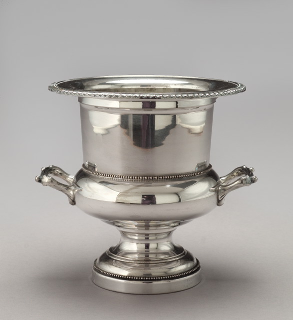 Appraisal: Generously Proportioned Sheridan Silverplate Two-Handled Footed Bottle Cooler of campana