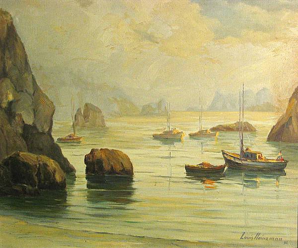 Appraisal: Louis Heinzman American - Sailing on a calm coast signed