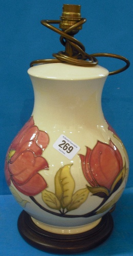 Appraisal: Moorcroft large Lampbase decorated in the Magnolia design on cream