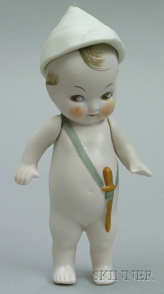 Appraisal: All-Bisque Kewpie-type Soldier Boy with moveable peaked hat painted hair