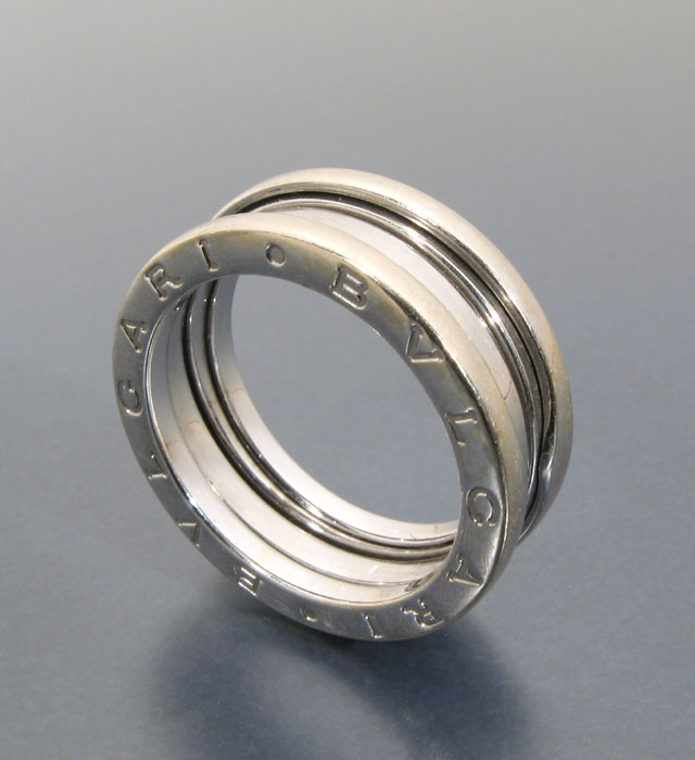 Appraisal: BULGARI EIGHTEEN KARAT WHITE GOLD THREE-BAND RING model B ZERO