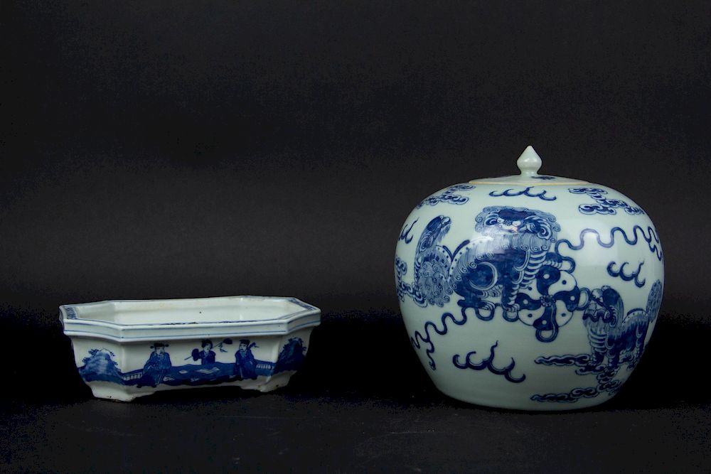 Appraisal: A Blue White 'Bixie' Ginger Jar together with a Blue