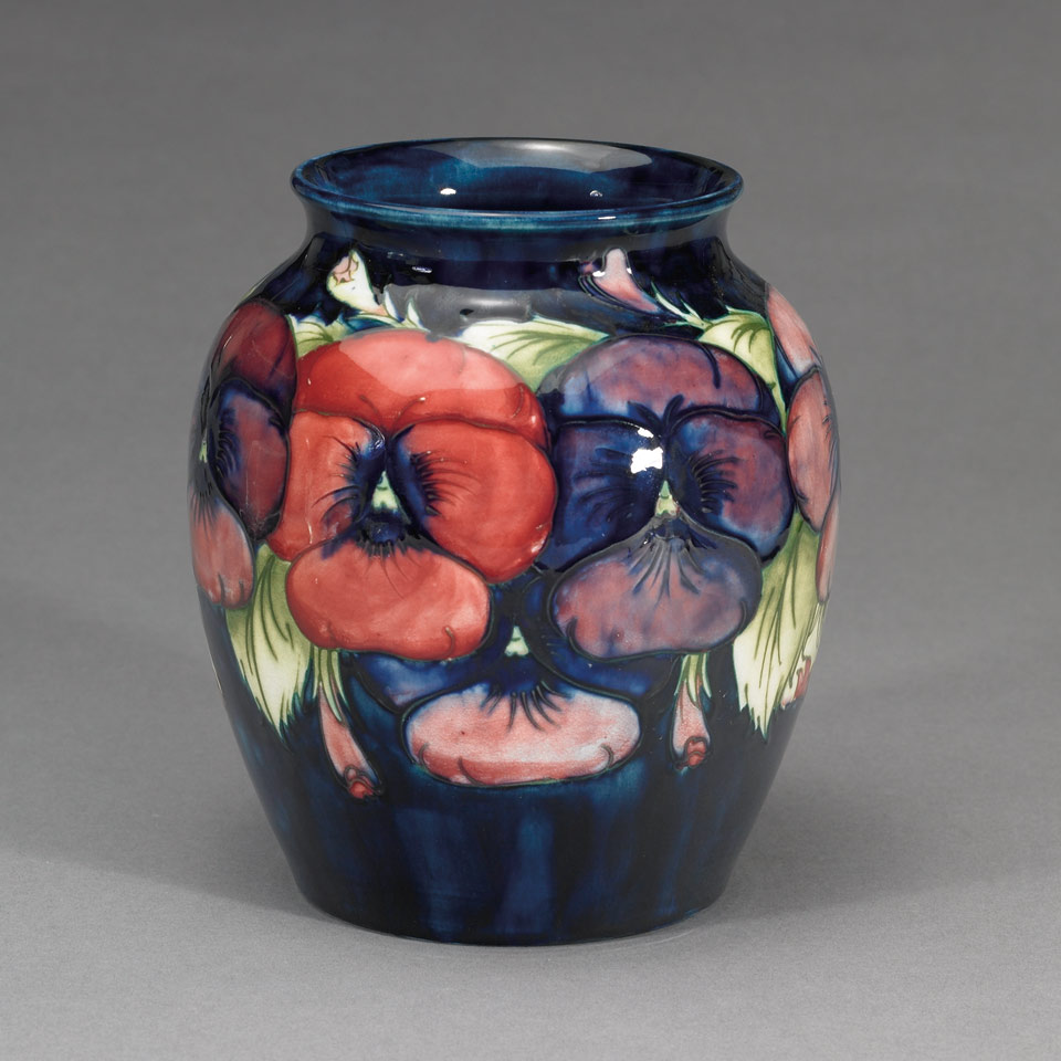 Appraisal: Moorcroft Pansy Vase c impressed marks painted signature in blue