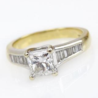 Appraisal: Vintage Approx Carat Princess Cut Diamond and Karat Yellow and