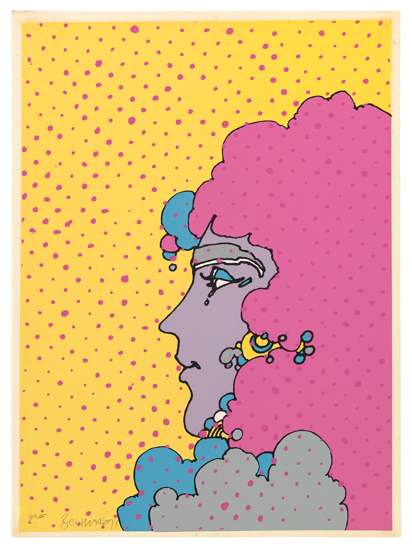 Appraisal: PETER MAX Profile Polka-Dot Background Color screenprint on heavy cream