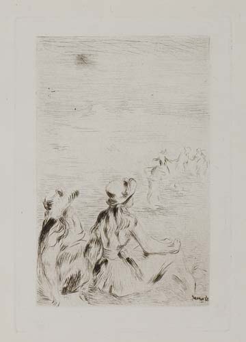 Appraisal: PIERRE-AUGUSTE RENOIR Sur la Plage Berneval Drypoint on cream wove