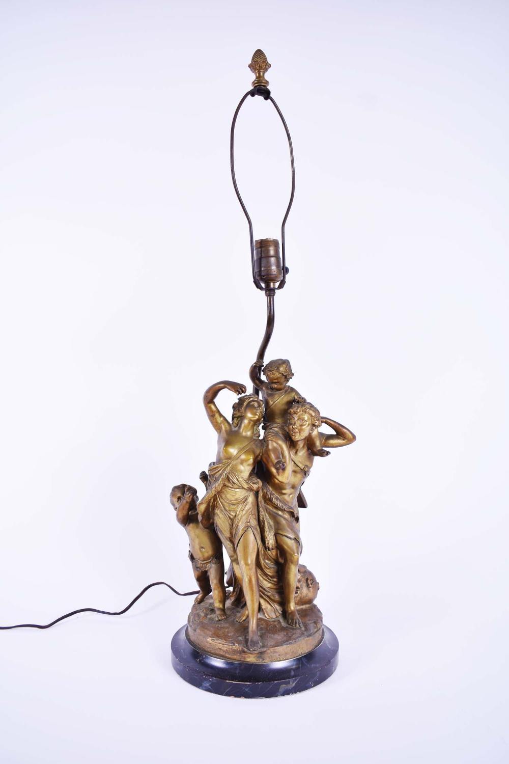 Appraisal: CLASSICAL GILT BRONZE SCULPTUREImpressed Clodion on the base Depicting a