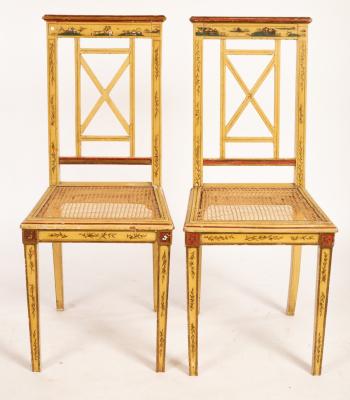 Appraisal: A pair of Japanned cane chairs cm high