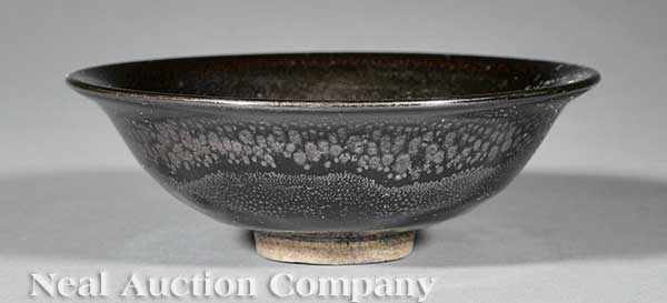 Appraisal: An Antique Chinese Oil Spot Temmoku Glazed Stoneware Bowl the