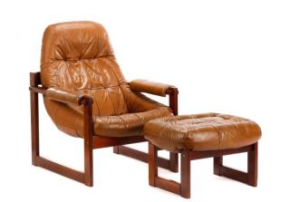 Appraisal: Percival Lafer Lounge Chair and Ottoman Percival Lafer Brazilian th