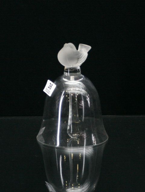 Appraisal: A Lalique crystal bell the frosted glass handle in the