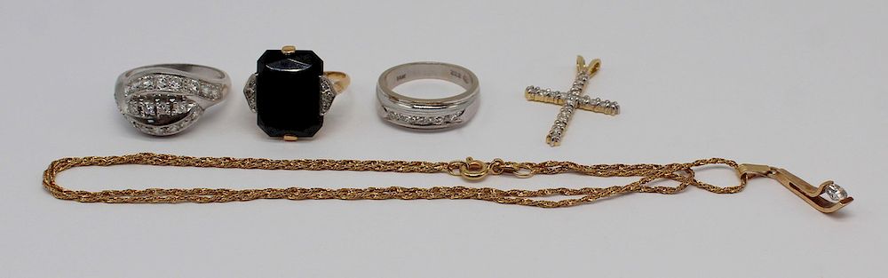 Appraisal: JEWELRY Assorted Gold and Diamond Jewelry Includes an Art Deco