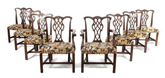 Appraisal: Set of Eight George III Style Mahogany Dining Chairs Baker