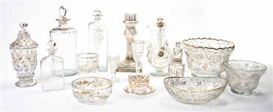 Appraisal: An Assembled Collection of Gilt Glass Serving Articles comprising demitasse