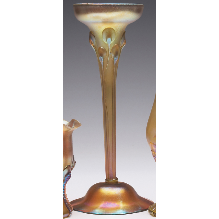 Appraisal: L C Tiffany vase gold favrile glass with applied tendrils