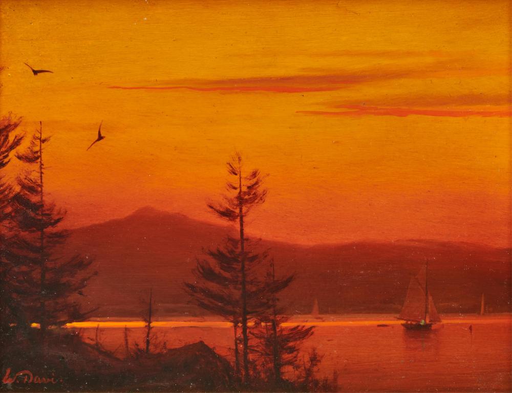 Appraisal: WILLIAM R DAVIS American b Mountain Lake Sunset oil on