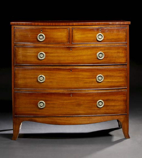 Appraisal: Regency Mahogany Bowfront Chest first quarter th century the banded