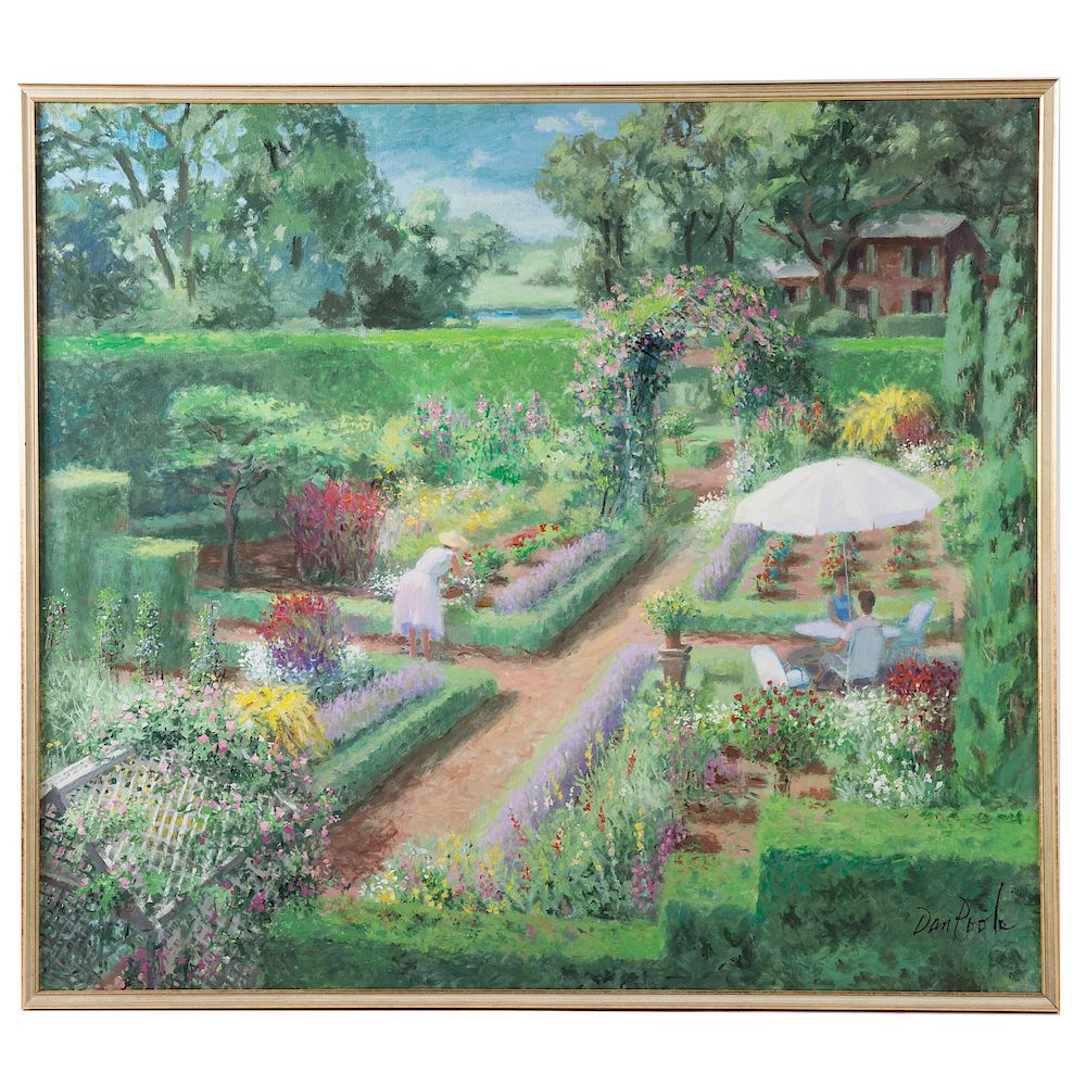 Appraisal: Dan Poole Garden oil on canvas American th Century Signed