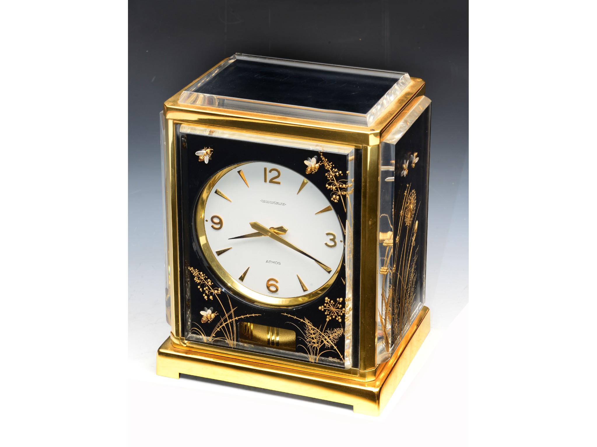 Appraisal: A Jaeger-Le Coultre 'Marina Bees black lucite' Atmos clock with